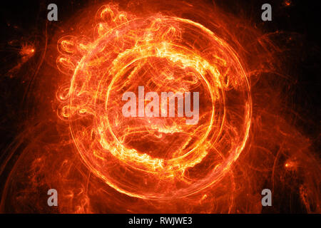 Flamme de plasma incandescent Fiery portal, générée par ordinateur résumé fond, 3D Rendering Banque D'Images