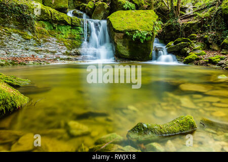 Cascade Cachée dans la nature. Banque D'Images