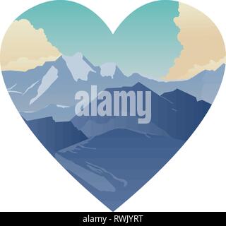 Fond de paysage montagnes illustration Vektorgrafik. Paysage d'hiver. Il neige, montagnes, des amoncellements de neige. Les vacances d'hiver, l'arrière-plan. Illustration de Vecteur