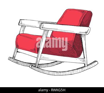 Rocking chair isolé sur fond blanc. Croquis d'une chaise confortable. Vector illustration Illustration de Vecteur