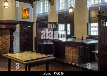 Grande table dans la relecture / correcteurs' prix, Musée Plantin-Moretus / Plantin-Moretusmuseum sur les imprimantes du 16ème siècle, Anvers, Belgique Banque D'Images