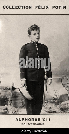 Portrait photographique d'Alphonse XIII, roi d'Espagne - à partir de la première COLLECTION FÉLIX POTIN, 19e siècle Banque D'Images