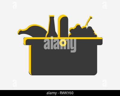 L'icône de panier pique-nique isolé sur fond blanc. Couleur jaune et noir. Vector illustration Illustration de Vecteur