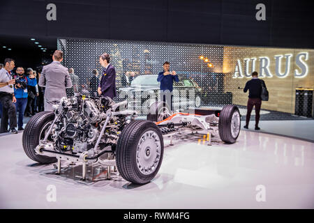 Aurus Senat, Fédération limousine de luxe, qui porte aussi le président russe Vladimir Poutine, a été présenté au cours de l'International de l'Automobile de Genève 2019 SH Banque D'Images