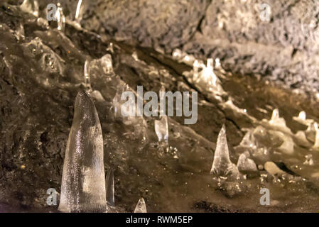 Wind Cave & la caverne de glace dans le japon Fugaku. La Grotte du Vent Fugaku Fuji est entouré par la verdure abondante de l'Aokigahara Jukai forêt. Une fois que vous entrez Banque D'Images