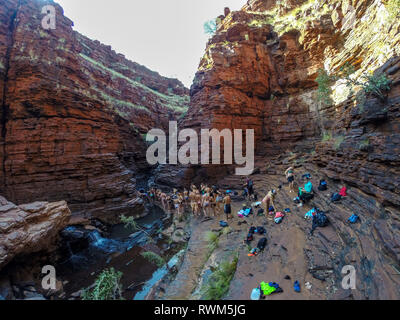 La main courante intérieure, Weano Gorge, parc national de Karijini, Australie occidentale Banque D'Images