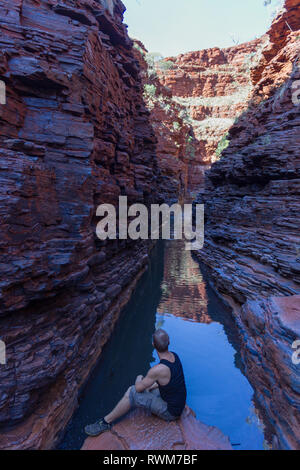 La main courante intérieure, Weano Gorge, parc national de Karijini, Australie occidentale Banque D'Images