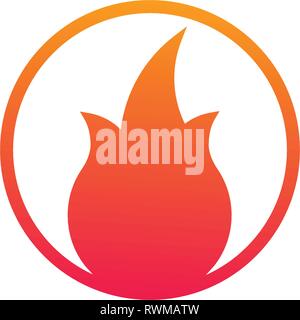 Feu ou des flammes en cercle simple Logo. Vector illustration isolé sur fond blanc Illustration de Vecteur