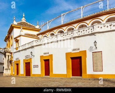 Séville, Espagne - Dec 2018 : Fort bureaux de Plaza de Toros de Sevilla Banque D'Images