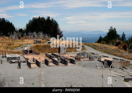 Vestiges de l'Waiuta site usine de torréfaction de la mine d'interdiction. Le Waiuta région avait un certain nombre de mines d'or. Banque D'Images