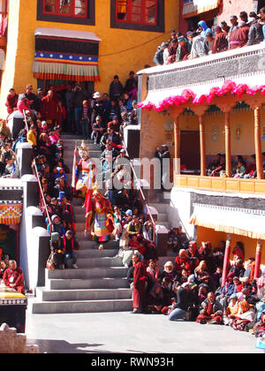 Gustor festival au Monastère de Thiksey, près de Leh (Ladakh) Banque D'Images