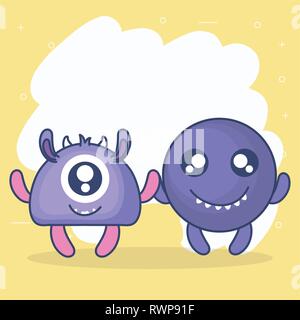 Personnages de bande dessinée monstres fous vector illustration design Illustration de Vecteur
