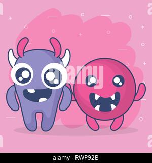 Personnages de bande dessinée monstres fous vector illustration design Illustration de Vecteur