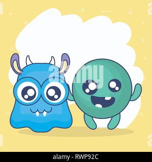 Personnages de bande dessinée monstres fous vector illustration design Illustration de Vecteur