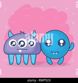 Personnages de bande dessinée monstres fous vector illustration design Illustration de Vecteur