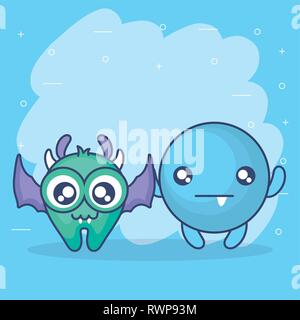 Personnages de bande dessinée monstres fous vector illustration design Illustration de Vecteur
