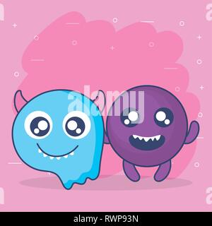 Personnages de bande dessinée monstres fous vector illustration design Illustration de Vecteur