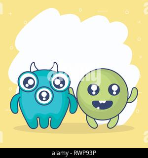 Personnages de bande dessinée monstres fous vector illustration design Illustration de Vecteur