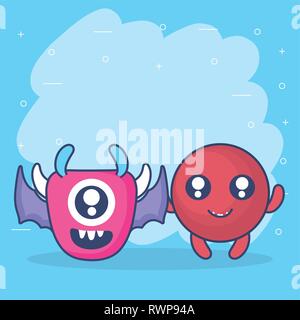 Personnages de bande dessinée monstres fous vector illustration design Illustration de Vecteur