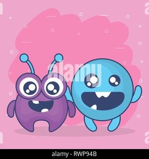 Personnages de bande dessinée monstres fous vector illustration design Illustration de Vecteur
