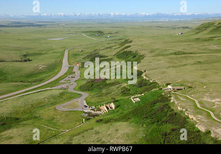 Par antenne, Head-Smashed-In-Buffalo-, Fort Macleod, Alberta, Canada Banque D'Images