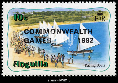 Timbre-poste d'anguilla dans les JEUX DU COMMONWEALTH de 1982' série surimprimée Banque D'Images