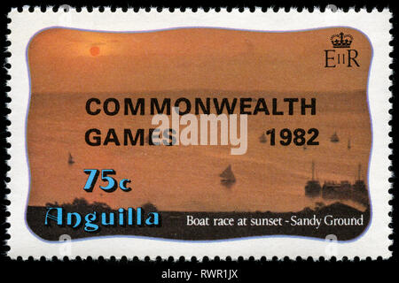 Timbre-poste d'anguilla dans les JEUX DU COMMONWEALTH de 1982' série surimprimée Banque D'Images