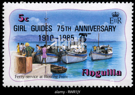 Timbre-poste d'anguilla dans les Guides 75e anniversaire 1910-1985 série émise en 1985 Banque D'Images