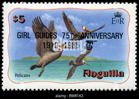 Timbre-poste d'anguilla dans les Guides 75e anniversaire 1910-1985 série émise en 1985 Banque D'Images