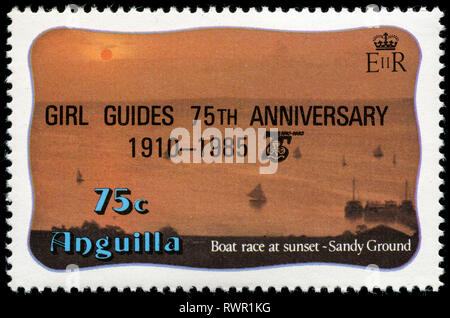 Timbre-poste d'anguilla dans les Guides 75e anniversaire 1910-1985 série émise en 1985 Banque D'Images