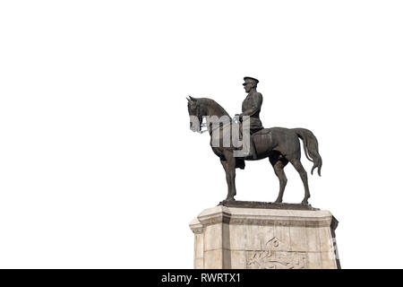 Statue d'Ataturk isolées sur fond blanc, Ankara Turquie Banque D'Images