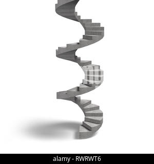 Escalier en béton, isolé sur blanc, 3D illustration. Banque D'Images