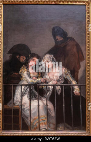 Majas sur un balcon de Francisco de Goya, le Metropolitan Museum of Art, Manhattan, New York USA Banque D'Images