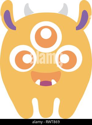 Crazy monster aux trois yeux personnage comique vector illustration design Illustration de Vecteur