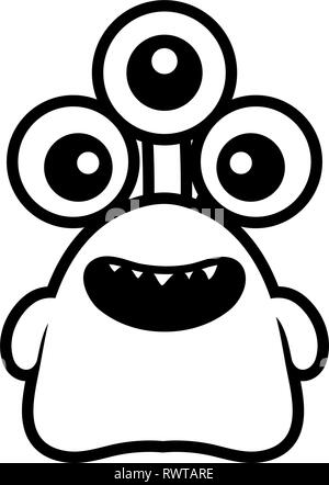 Crazy monster aux trois yeux personnage comique vector illustration design Illustration de Vecteur