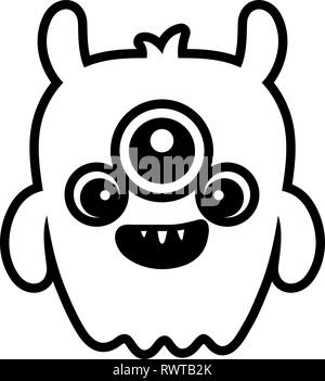 Crazy monster aux trois yeux personnage comique vector illustration design Illustration de Vecteur