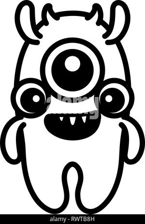 Crazy monster aux trois yeux personnage comique vector illustration design Illustration de Vecteur