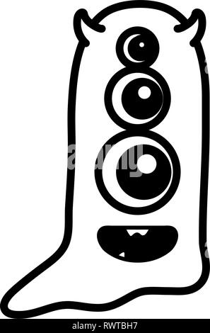 Crazy monster aux trois yeux personnage comique vector illustration design Illustration de Vecteur