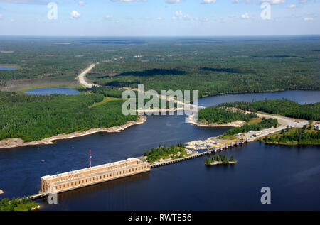 Par antenne, Slave Falls Generating Station, Slave Falls, Manitoba Banque D'Images