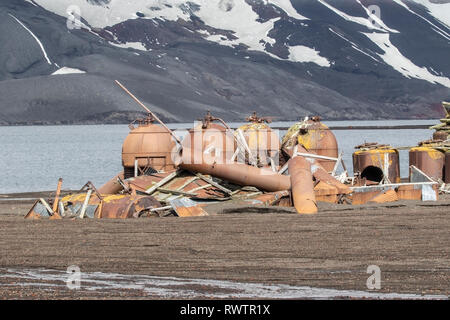 Vue de l'ancienne station baleinière, Deception Island, l'Antarctique 27 Janvier 2019 Banque D'Images