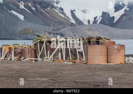 Vue de l'ancienne station baleinière, Deception Island, l'Antarctique 27 Janvier 2019 Banque D'Images