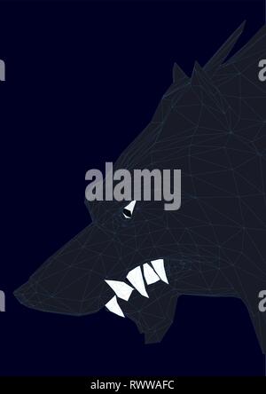 Tête d'un Loup noir polygonales. 3D. Vector illustration Illustration de Vecteur