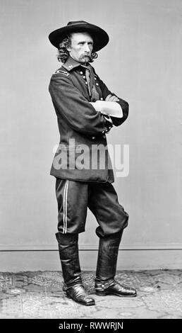 Major-général George Armstrong Custer (1839-1876), le général Custer, dans le champ uniforme militaire, portrait photographique, 23 mai 1865 - LoC, USA Banque D'Images