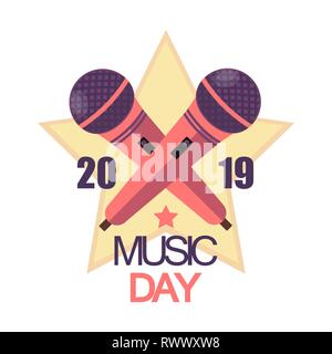 Dance Party, dj logo design.World dj dy.fête de la musique.Vector illustration mic Illustration de Vecteur