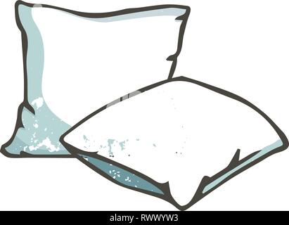 Vector cartoon oreillers décoratifs. Clip art dessiné à la main style grunge texture. croquis illustration de l'oreiller. Illustration de Vecteur