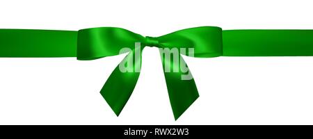 Arc vert réaliste avec des rubans verts horizontal isolé sur blanc. Cadeaux pour la décoration de l'élément, salutations, jours fériés. Vector illustration. Illustration de Vecteur