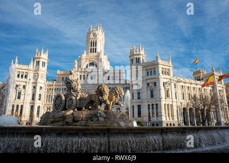 Fontaine de Cibeles majestueux sur la Plaza de Cibeles à Madrid, Espagne Banque D'Images