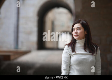 asiatique fille ville de dubrovnik visite Banque D'Images