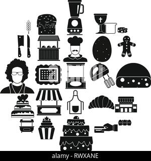 Gâteaux icons set, le style simple Illustration de Vecteur