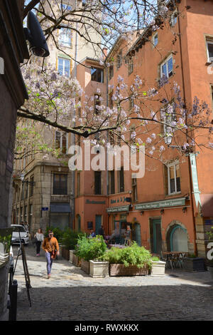 Lyon (sud-est de la France) : ' rue du Boeuf ' street , district de Saint-Jean, dans le 5ème arrondissement de Paris (quartier) *** légende locale *** Banque D'Images